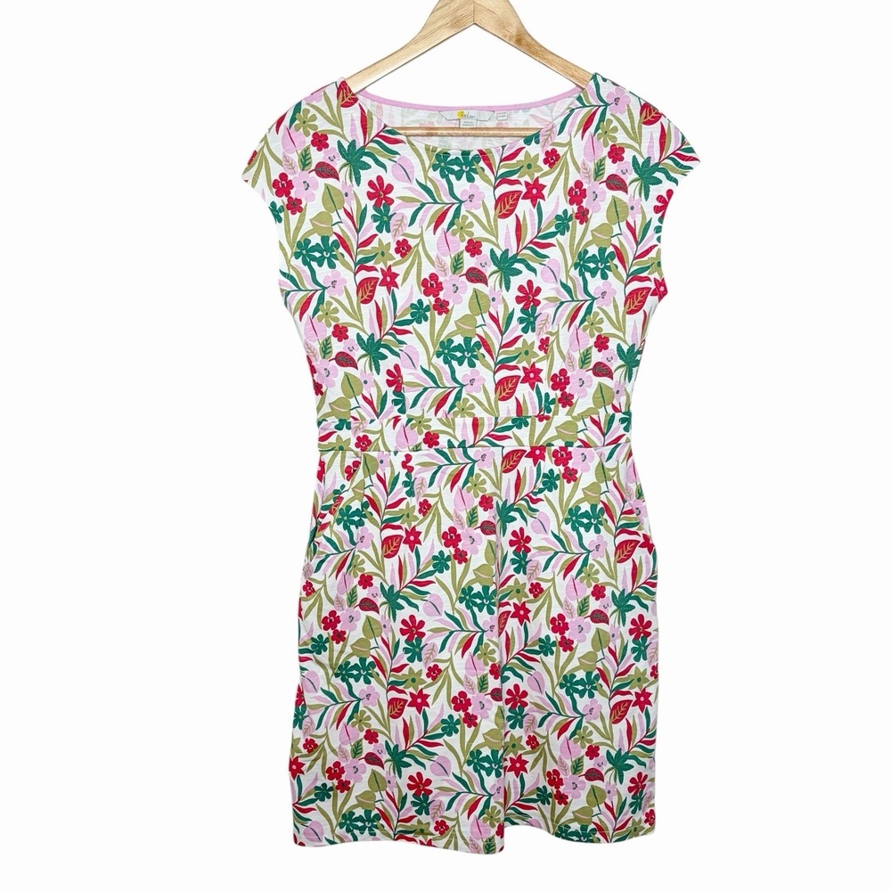 Boden Floral Short Pencil Dress Womens 8 Tropical Knit Sheath Stretch Bodycon